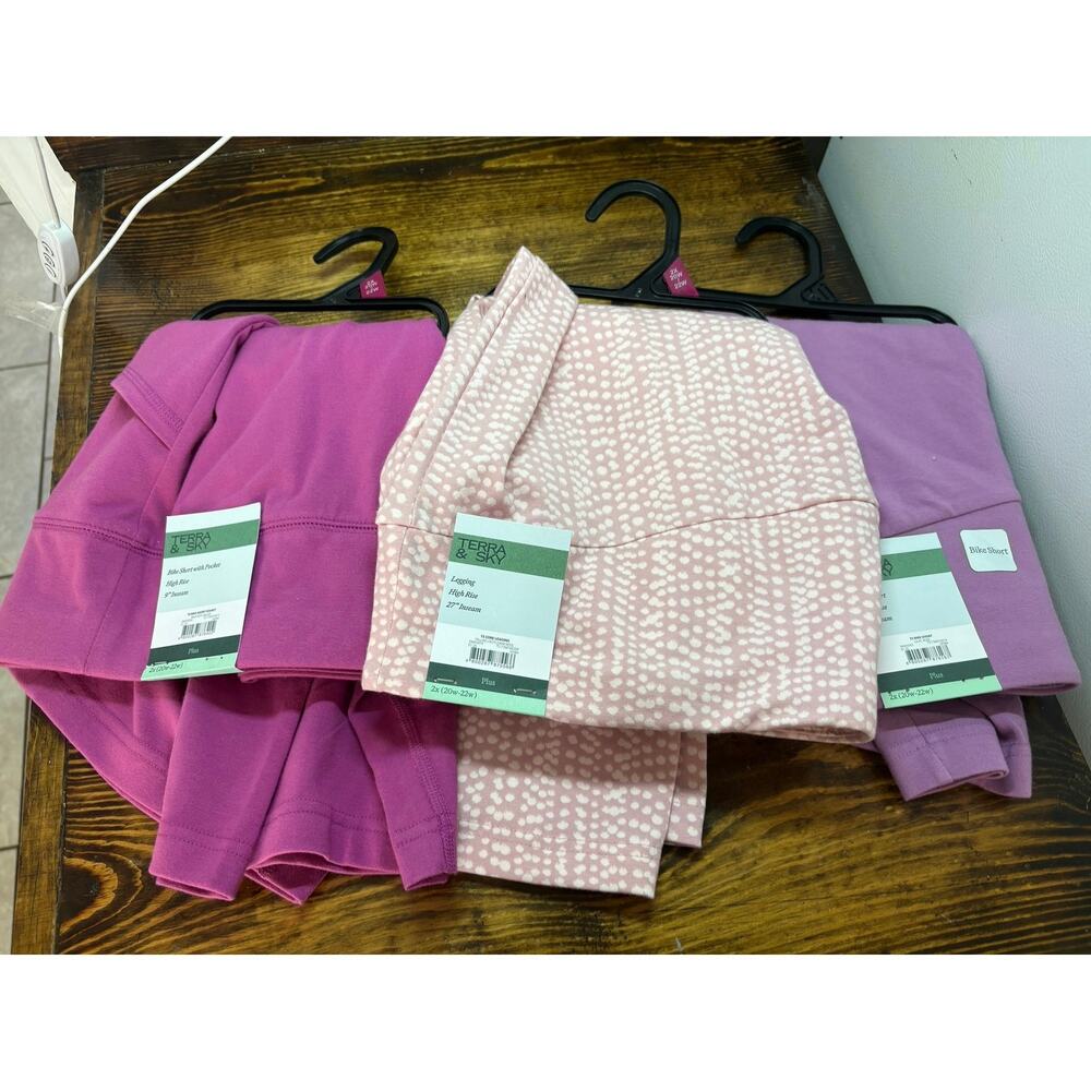Terra & Sky Purple And Pink Bike Shorts And Leggings Size 2X